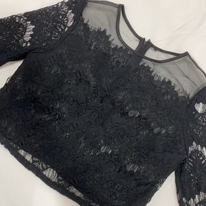 Black lace sheer top- size S/M